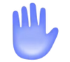 Blue 3D hand icon with open palm on neutral background, symbolising ergonomic, non-slip razor handle.