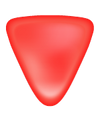 A glossy red inverted razor holder with rounded edges against a plain white background.